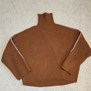 rag & bone Brown Ribbed Turtleneck Sweater